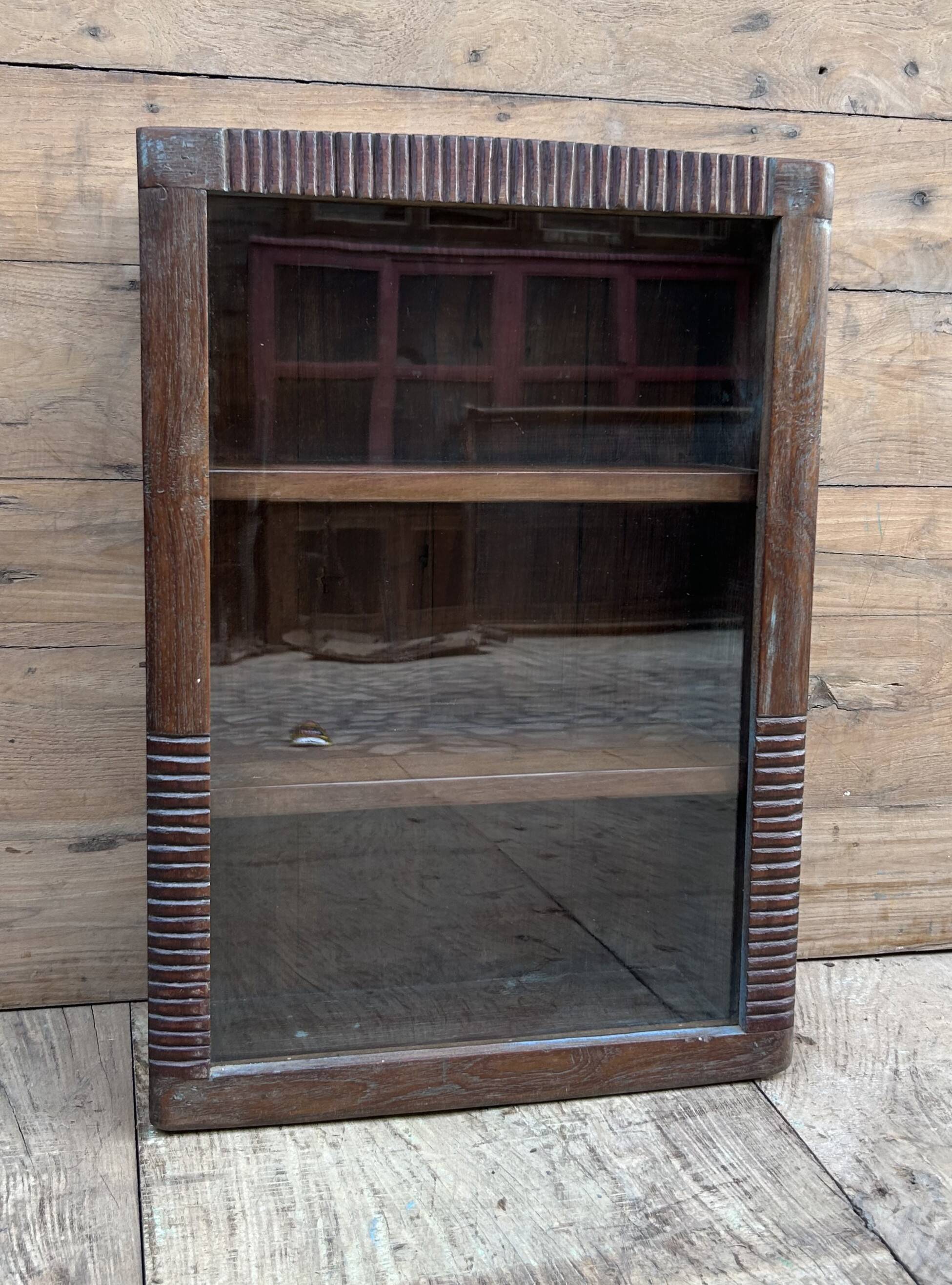 Art Deco wall display cabinet in Burmese teak