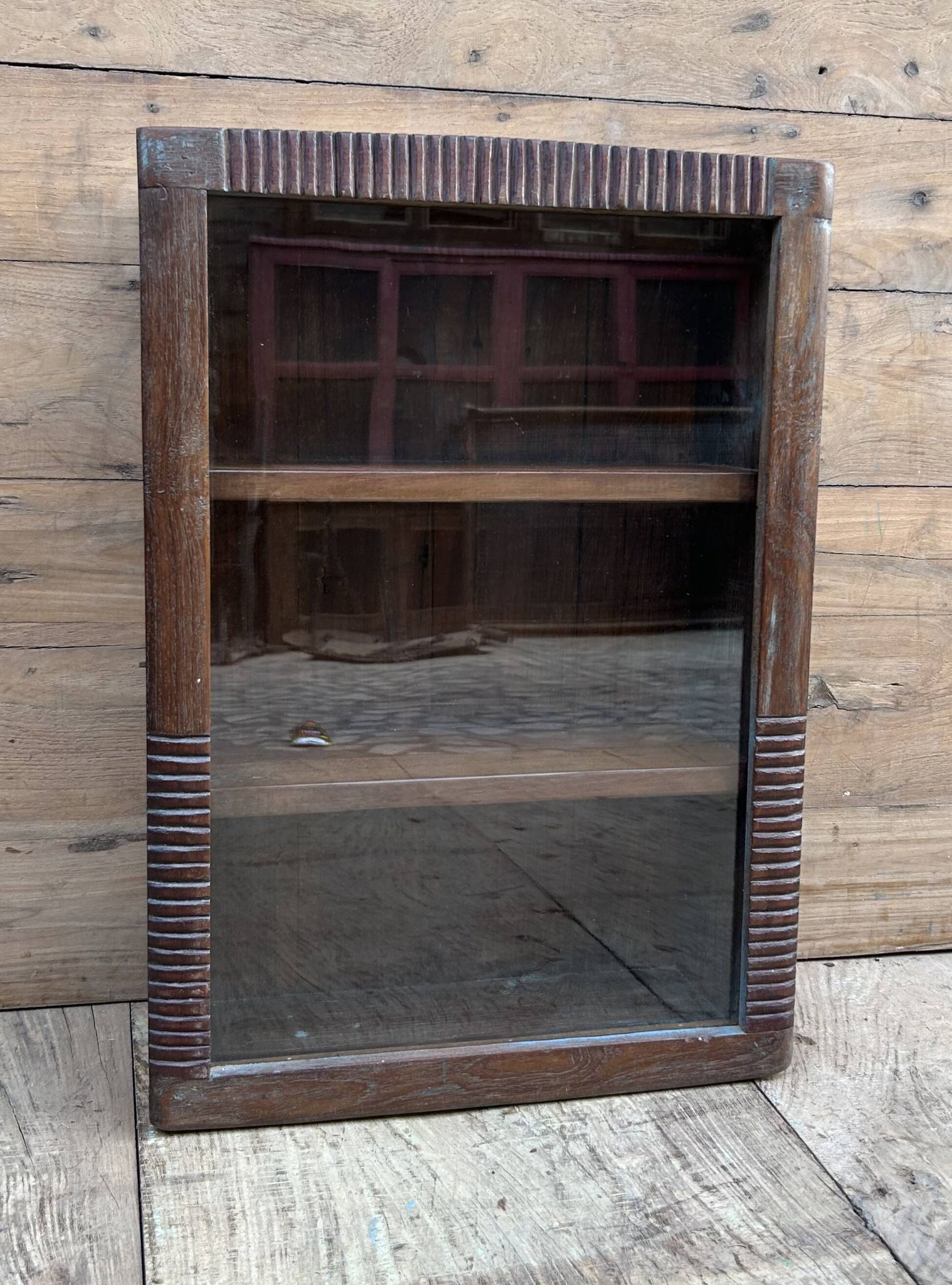 Art Deco wall display cabinet in Burmese teak