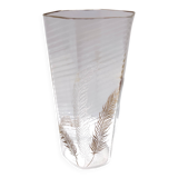 Transparent and Gold Hexagonal Murano Glass Vase by Cenedese