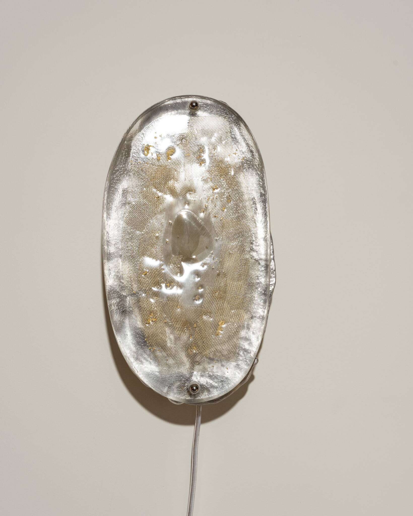 Oval wall light in glass, brass and aluminum No.11