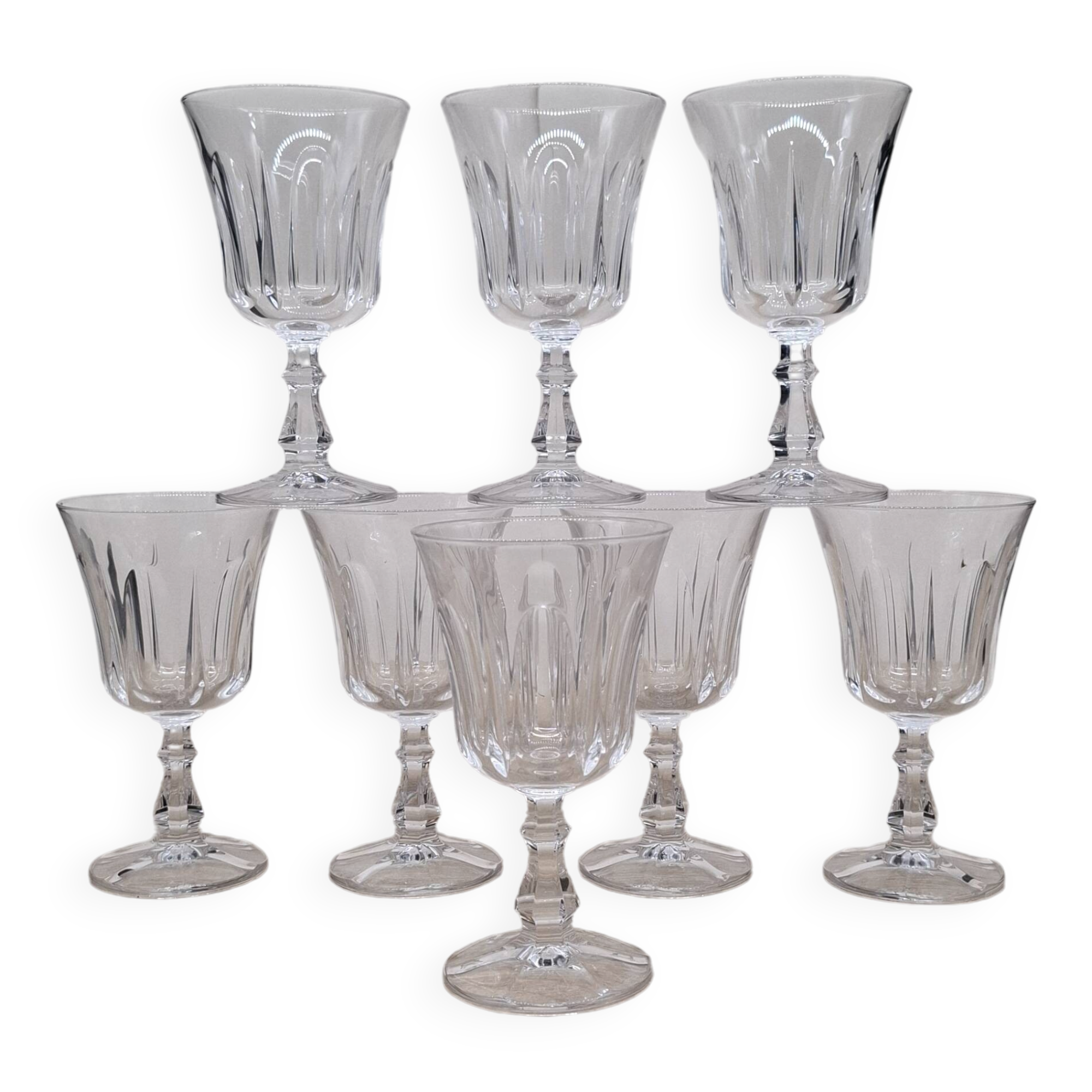 Set of 8 large Baccarat Lauzun crystal wine glasses