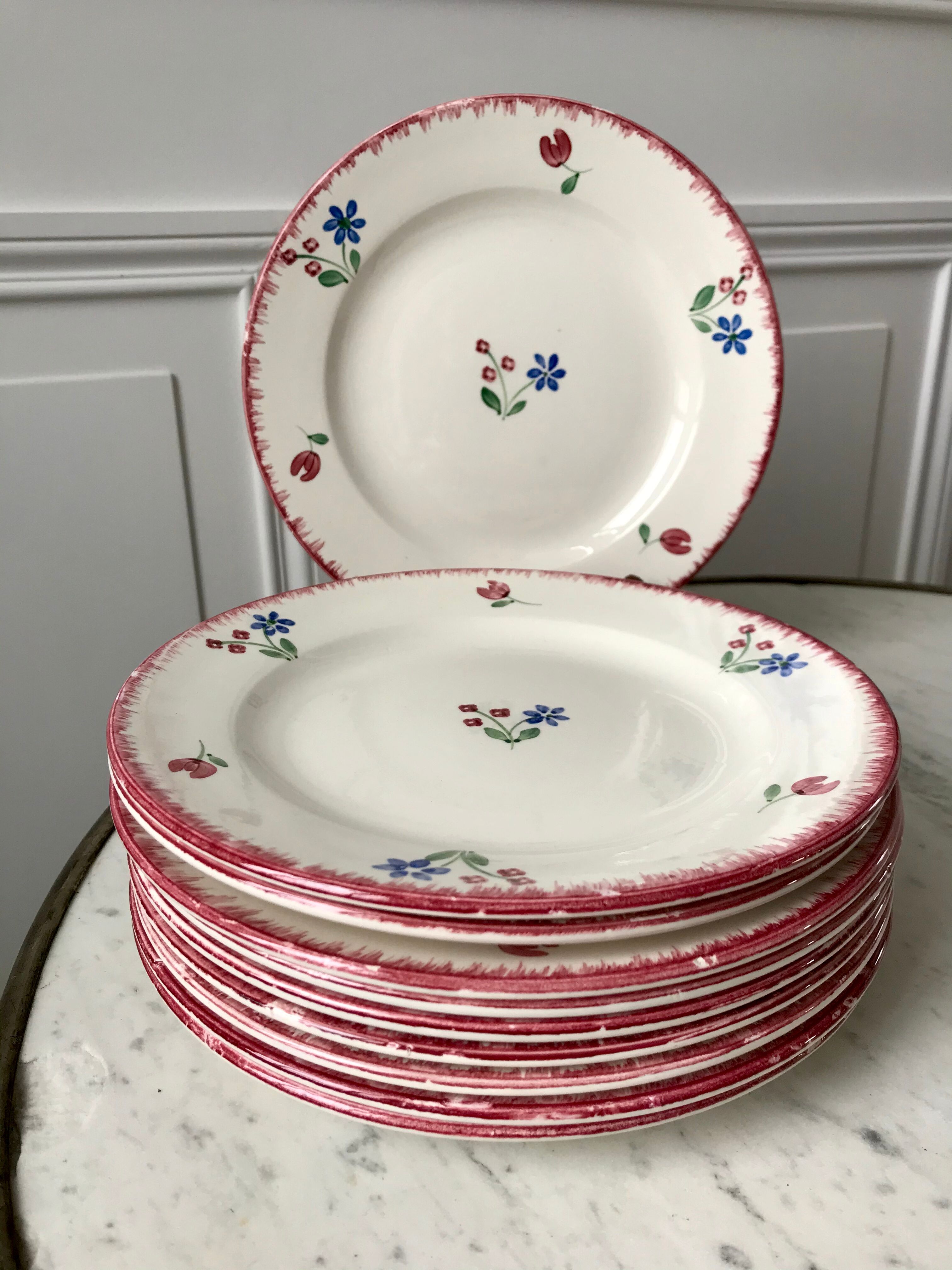 Set of 10 dessert plates badonviller model "dany" years 30-40