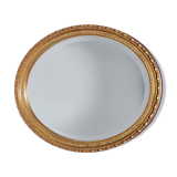 Vintage Wall-Hanging Oval Bevelled Mirror with Distressed Gold Gilt Frame