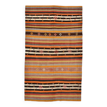 Tapis Kilim en laine multicolore 6x11, 190x322 cm