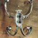 Double wall hook in genuine bronze, Bistrot - Art Nouveau style.