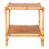 Rattan and cane bedside table, 1960