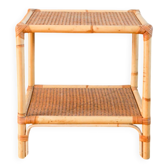 Rattan and cane bedside table, 1960