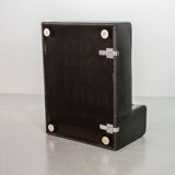 Durlet 'Jeep' Modular Sofa in Anthracite Grey Leather, Belgium 1970s