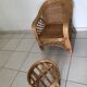 Canning rattan chair and vintage foot rests