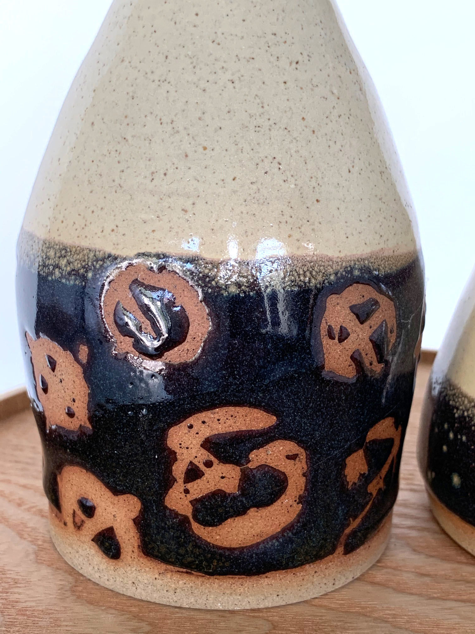 Artisanal sandstone form bottles