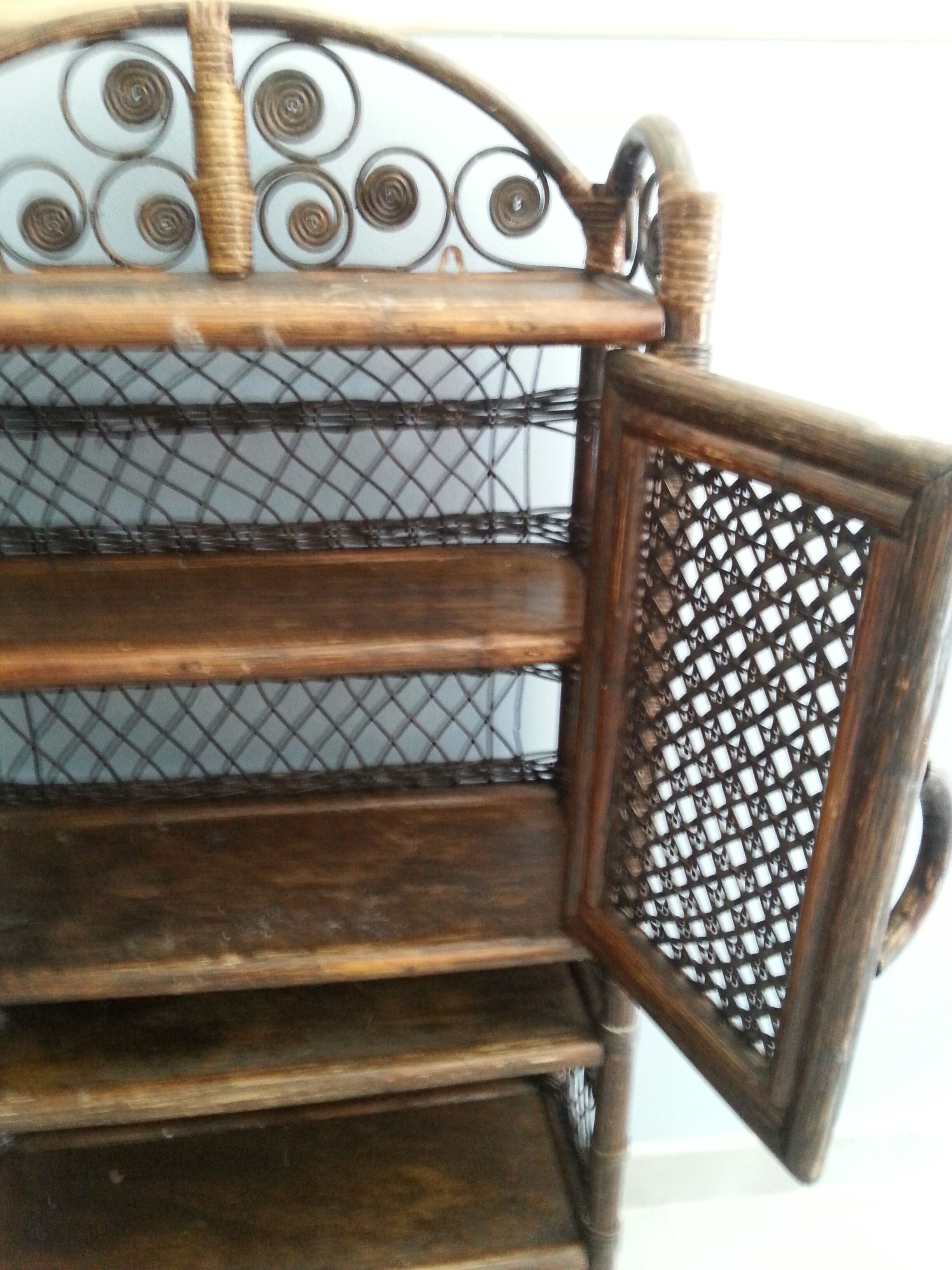 Set 2 shelves rattan bamboo vintage