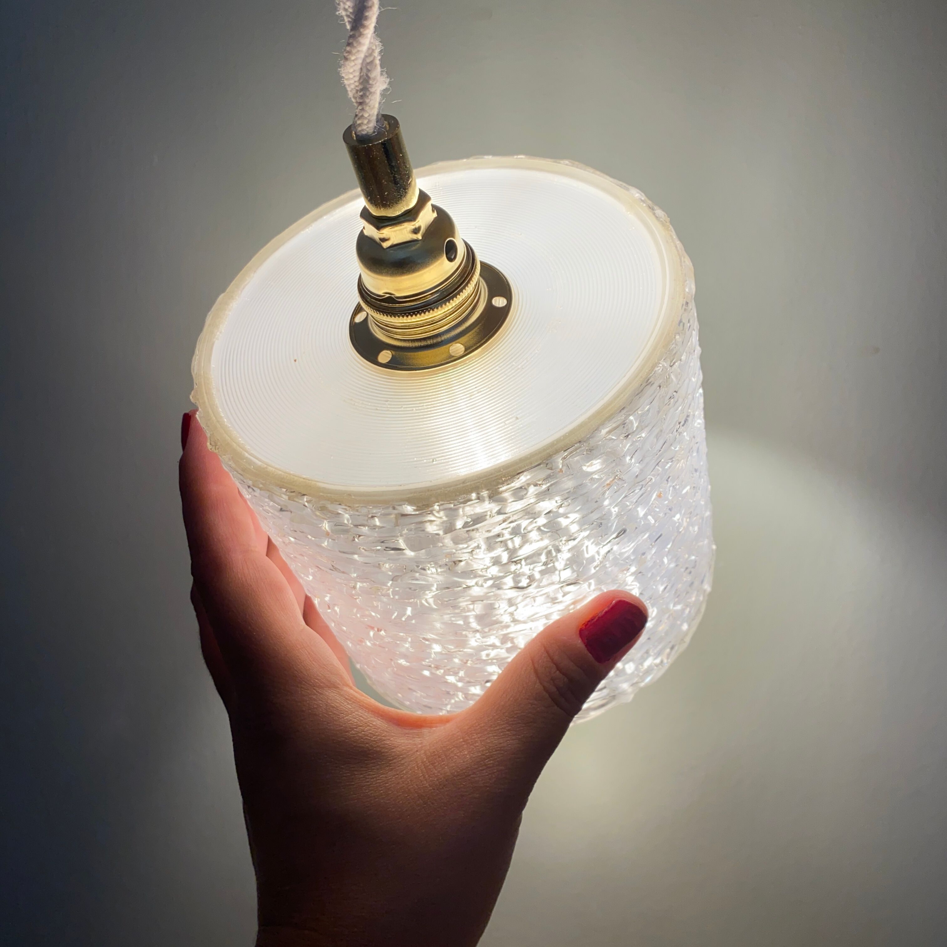 Vintage tulip pendant lamp in pearlescent resin