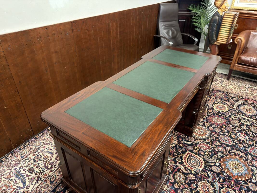 Classic English Desk with Green Inlay