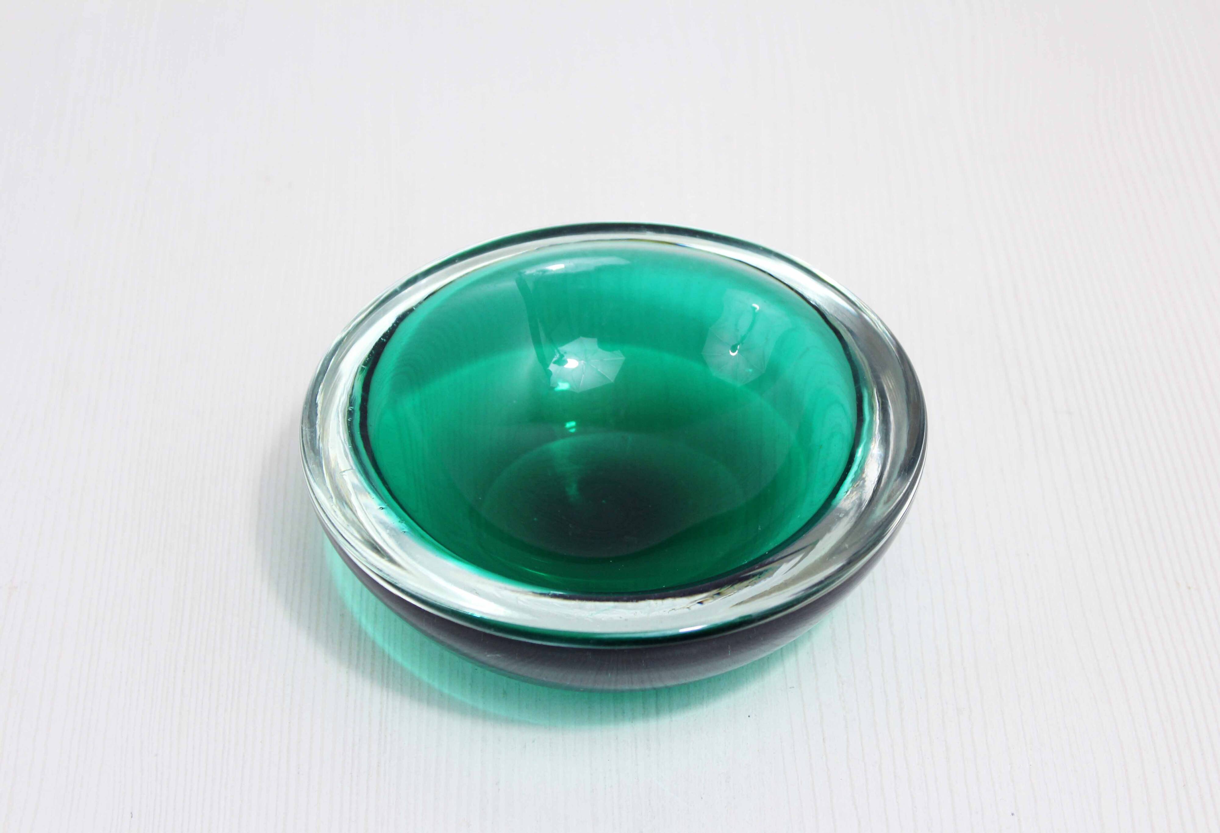 Green Murano glass ashtray