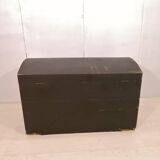 Large travel trunk in blackened wood