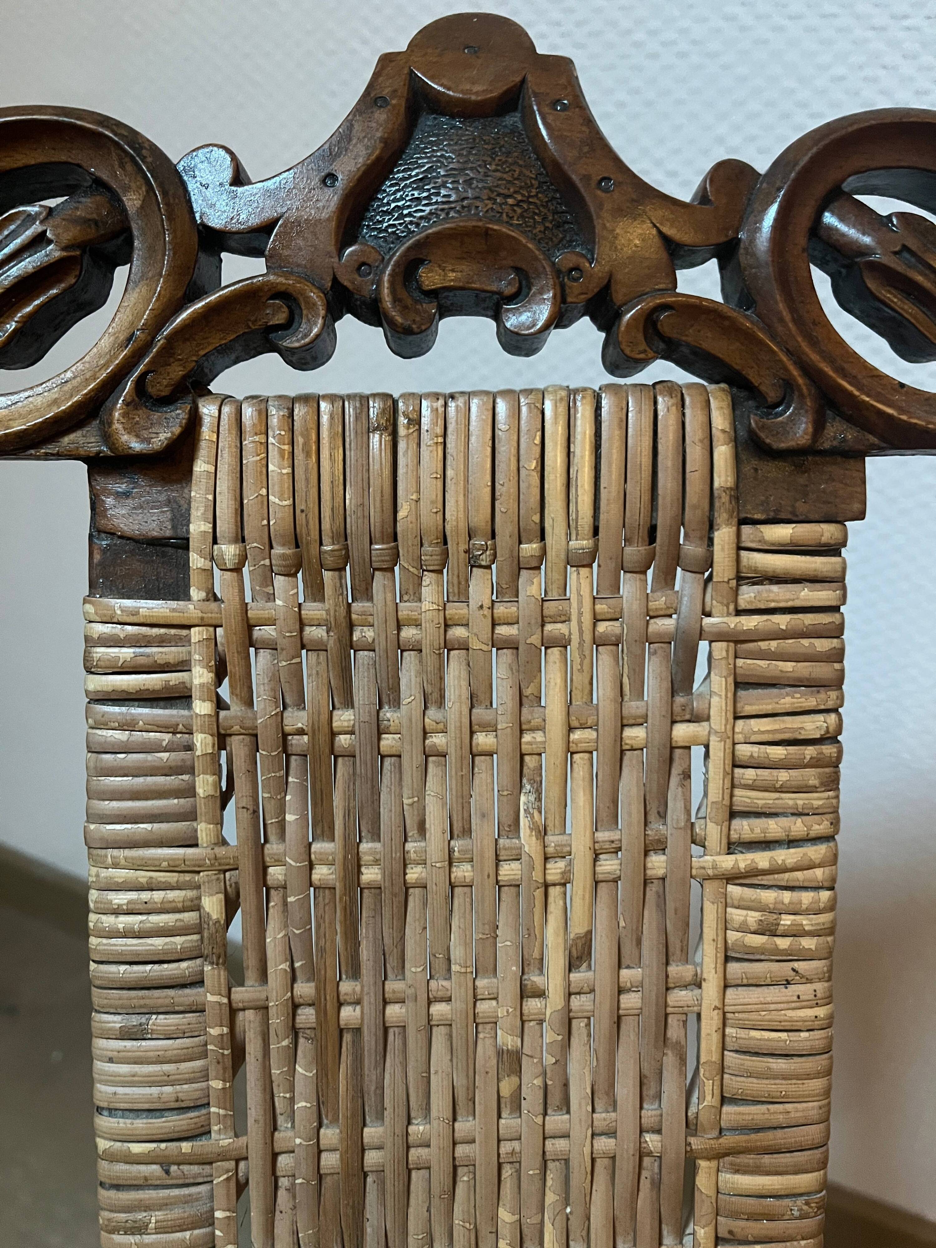 Victorian folding chair 19th century Gothic caning Art & Craft