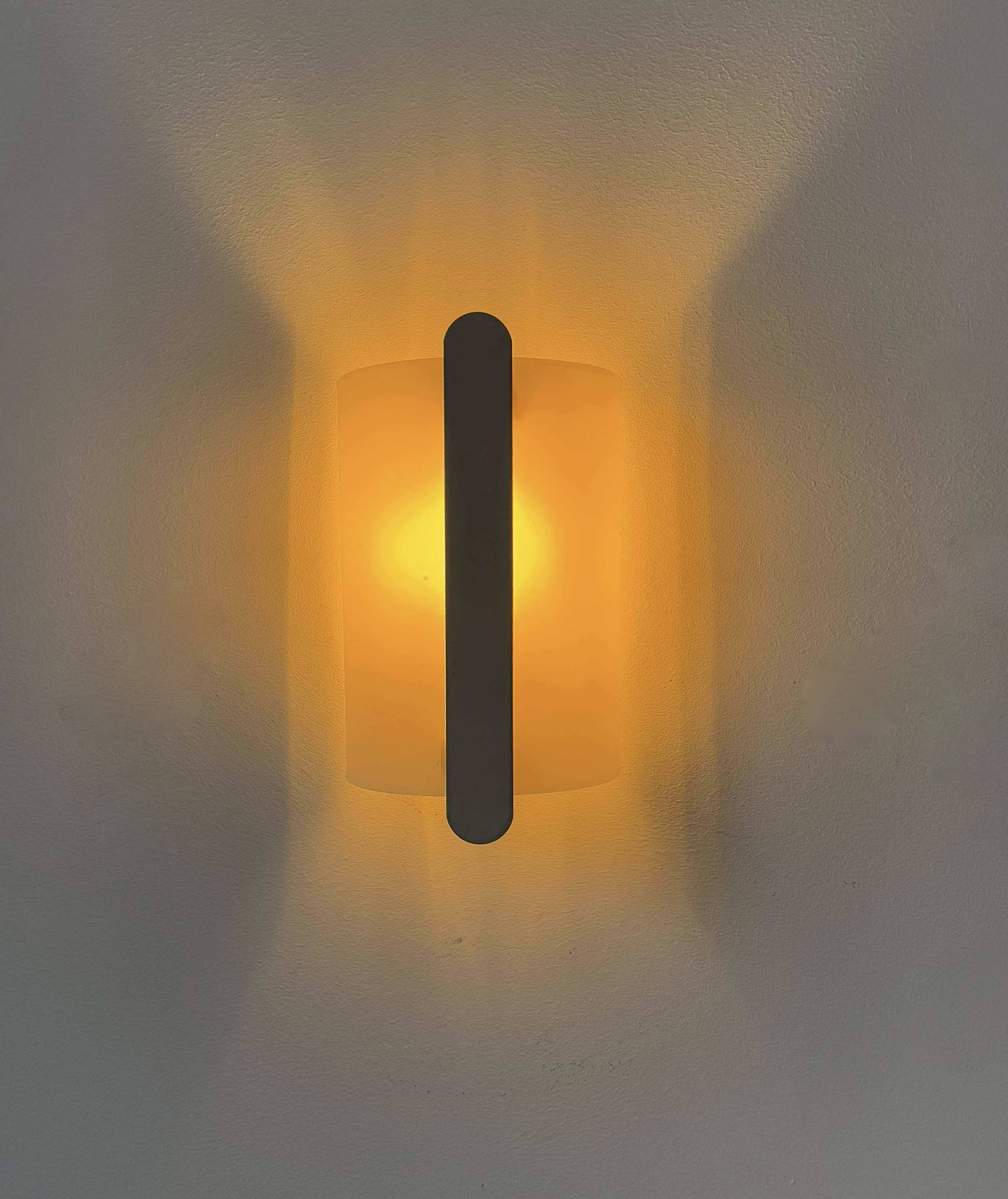 Vintage opaline glass wall light, Delmas France 1970