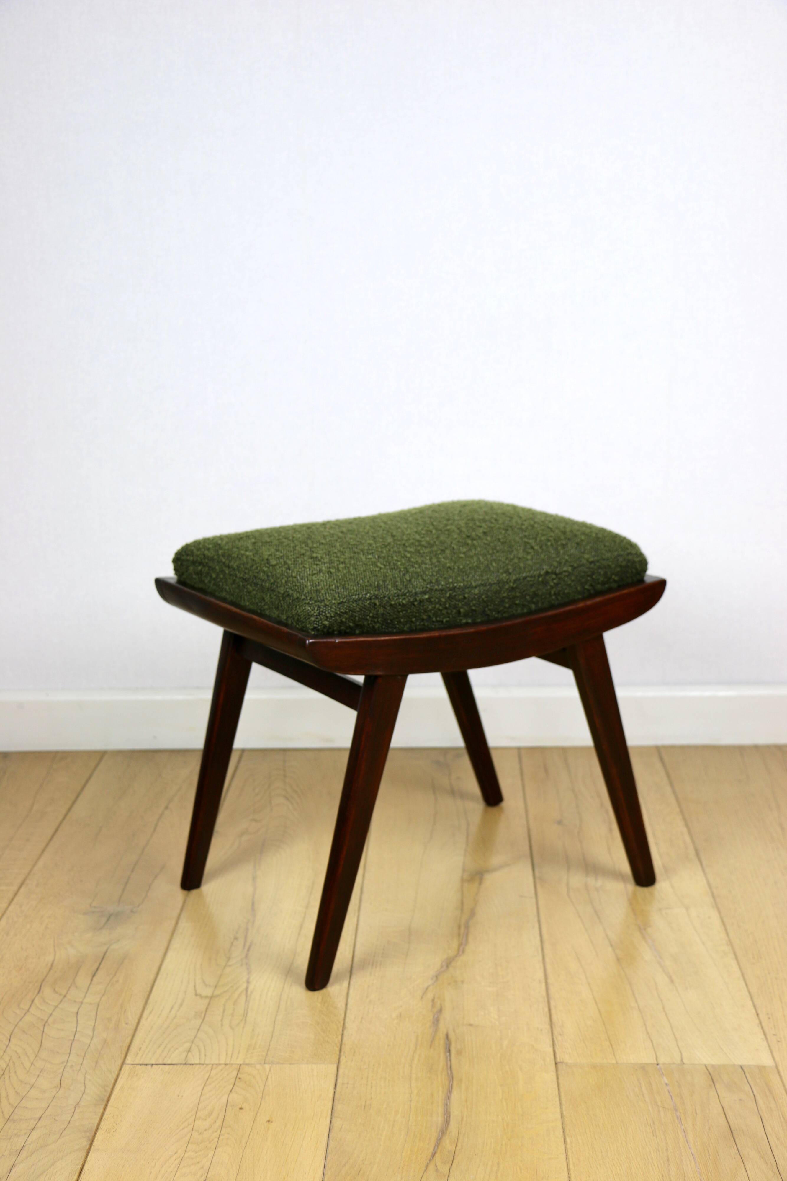 Green olive Art Deco stool seat - 1960s