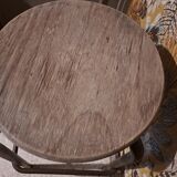 High metal stool and wooden seat Labo style dating from the 1940s industrial style