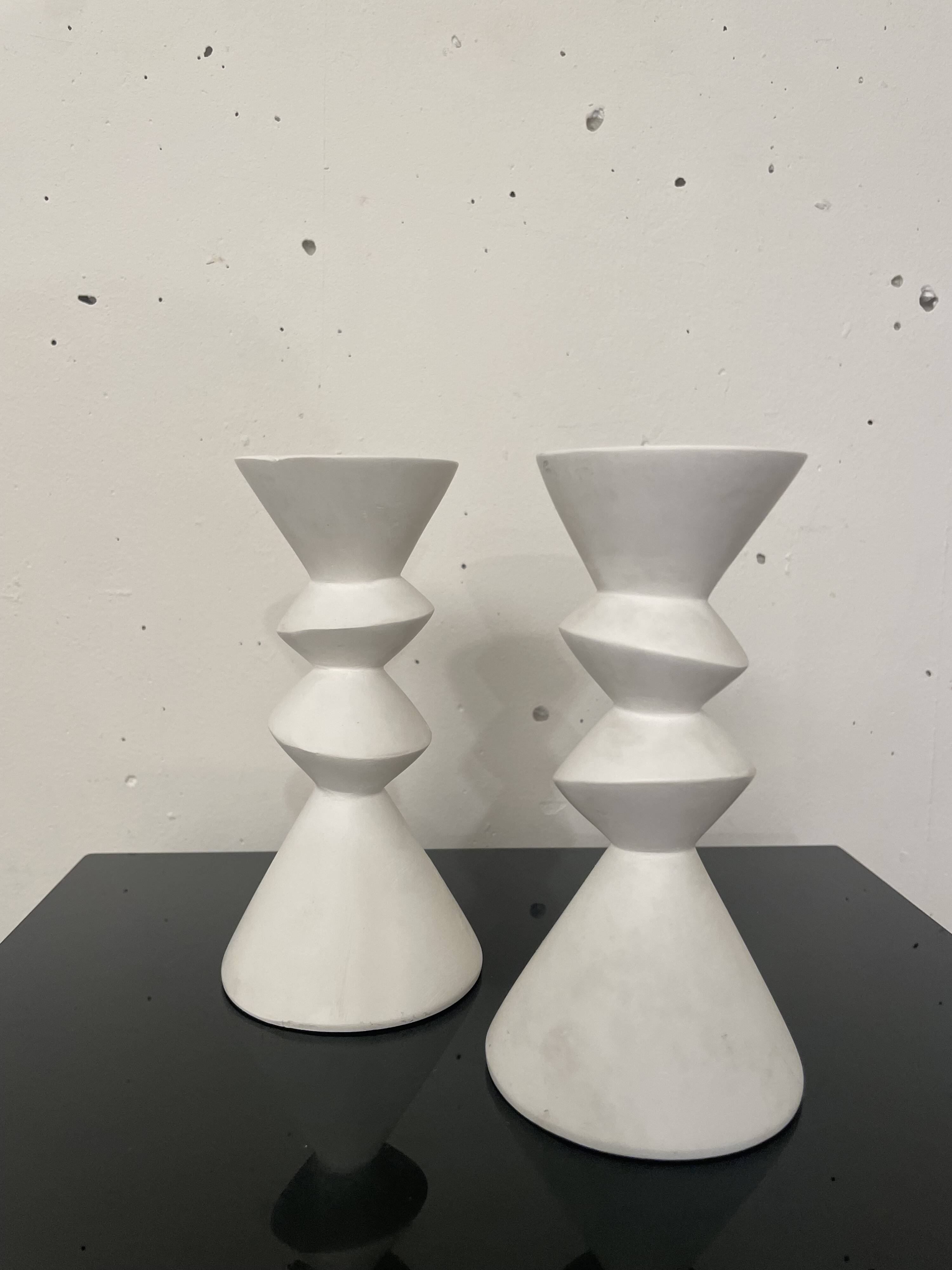 Pair of plaster candlesticks 1980