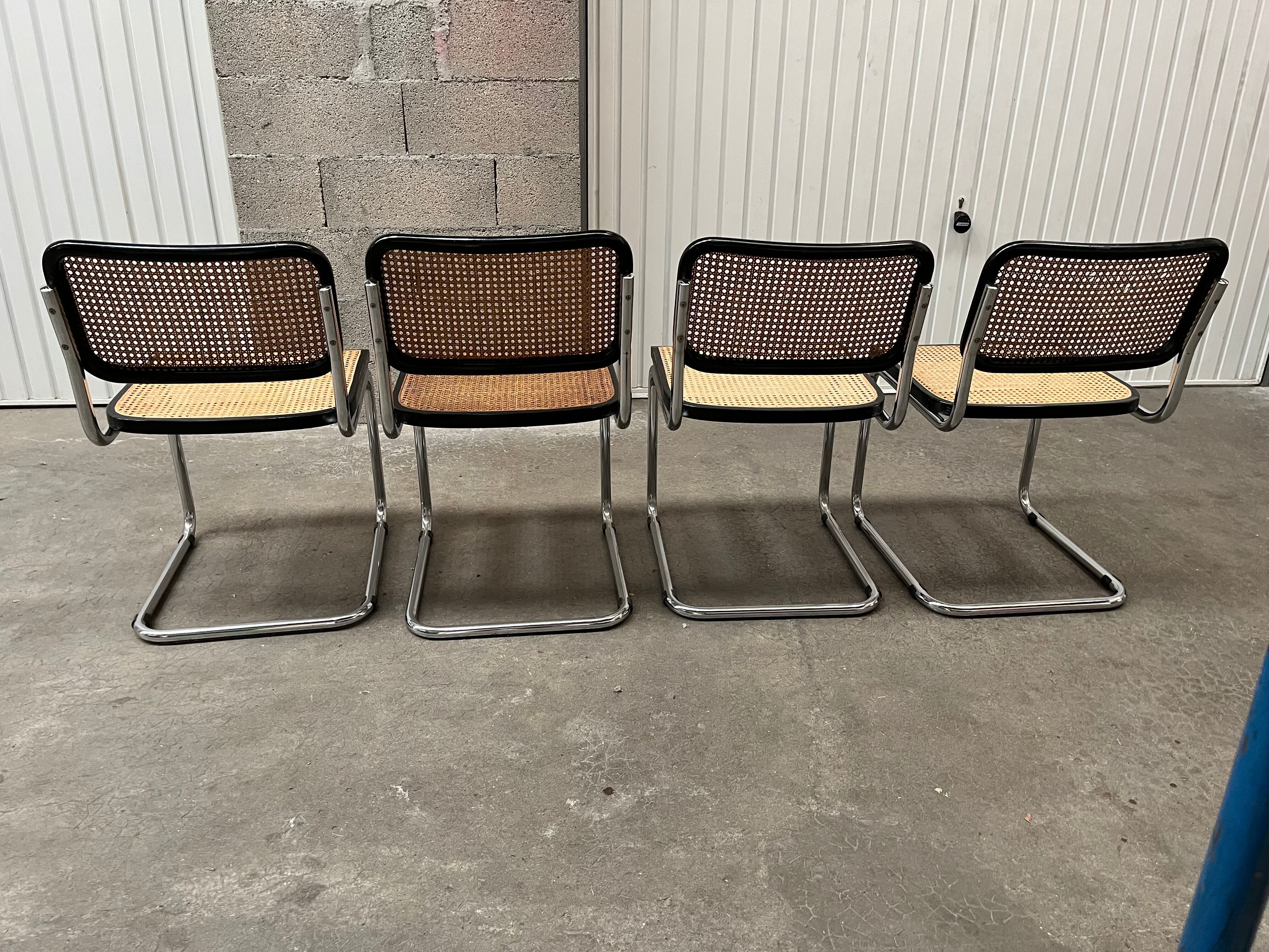 Serie of 4 Cesca B32 chairs by Marcel Breuer