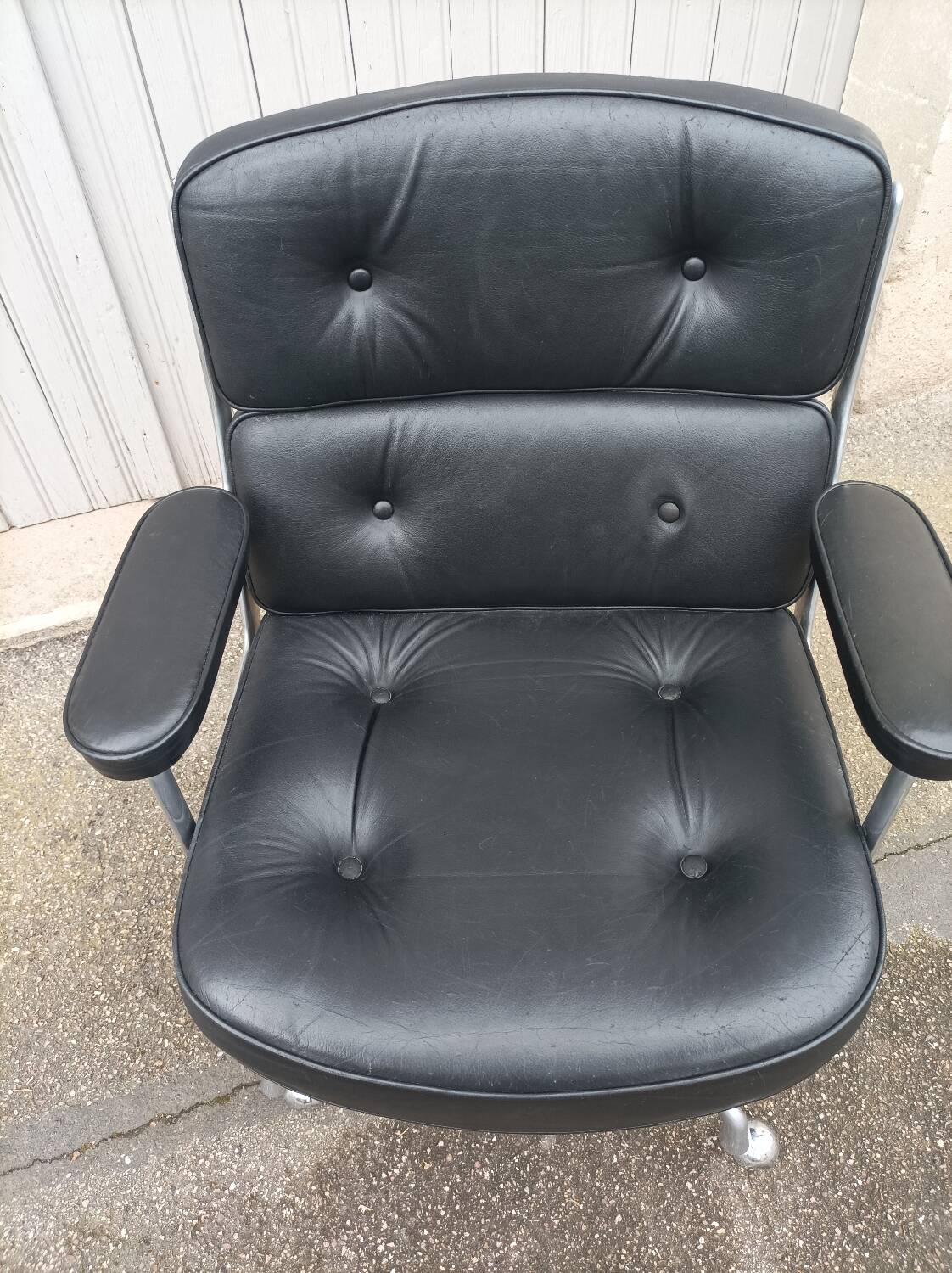 Vintage black leather armchair