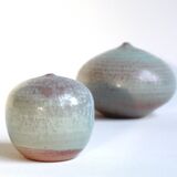 Pair of vintage miniature ceramics in aqua green - Antonio Lampecco