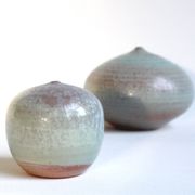 Pair of vintage miniature ceramics in aqua green - Antonio Lampecco