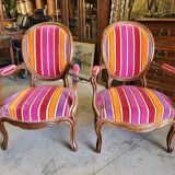 Pair of armchairs louis philippe medaillon walnut of the xix th century