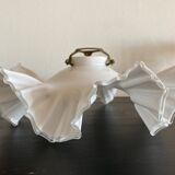 White opaline pendant light with ruffles
