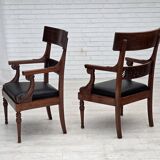 1920-30s, set of 2 armchairs, design after Georges Jacob, carved teak wood.