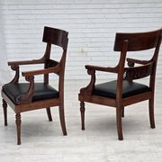 1920-30s, set of 2 armchairs, design after Georges Jacob, carved teak wood.