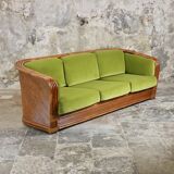 Canapé en rotin et velours par Maugrion pour Roche Bobois, 1980