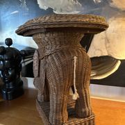 Rattan Elephant table in the style of Vivaï del Sud, Italy 1970