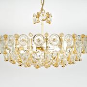 Brass and crystal chandelier, Sciolari design by Palwa, Germany, 1970s.