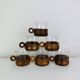 6 glass and teak cups in Scandinavian style, 1960s