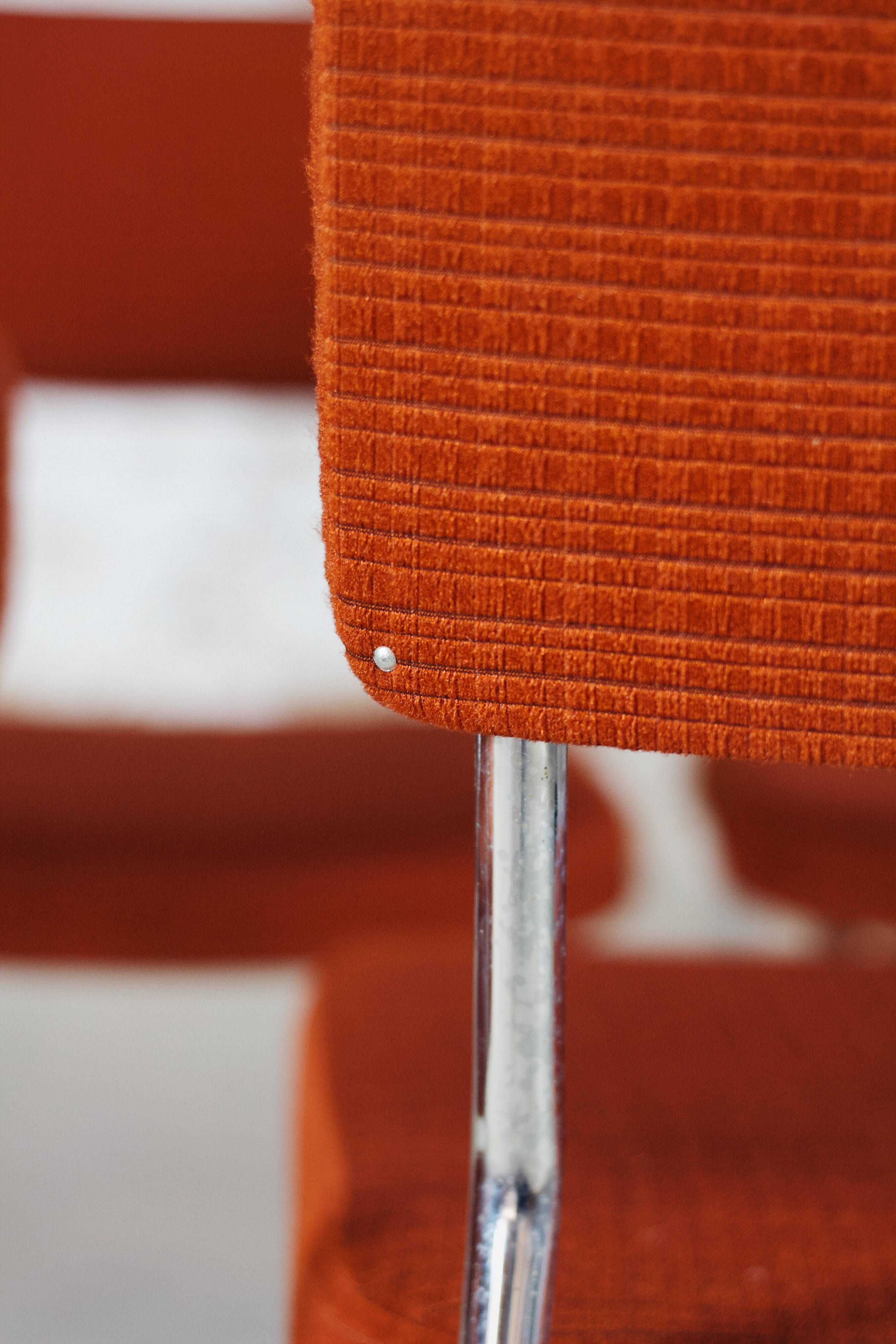 Vintage orange velvet chair, 1970