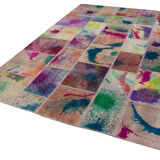 Tapis turc surteint fait à la main 203 cm x 297 cm tapis patchwork multicolore