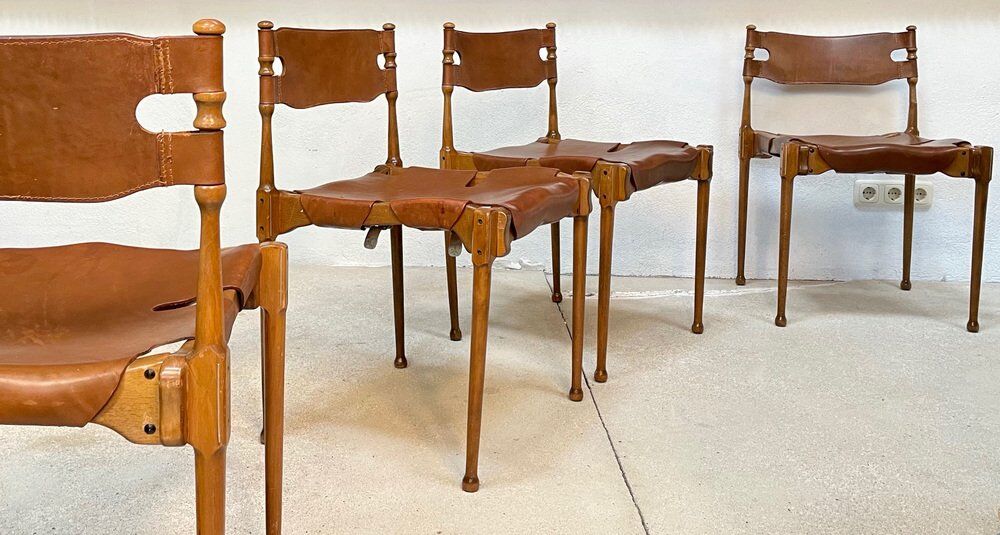 Montreal leather dining chairs by Frei Otto, Germany 1967, Set of 4