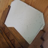 Old mirror beveled wooden box carved art deco