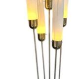 Mid-Century Modern Brass Reed Floor Lamp Murano Glass by Mazzega