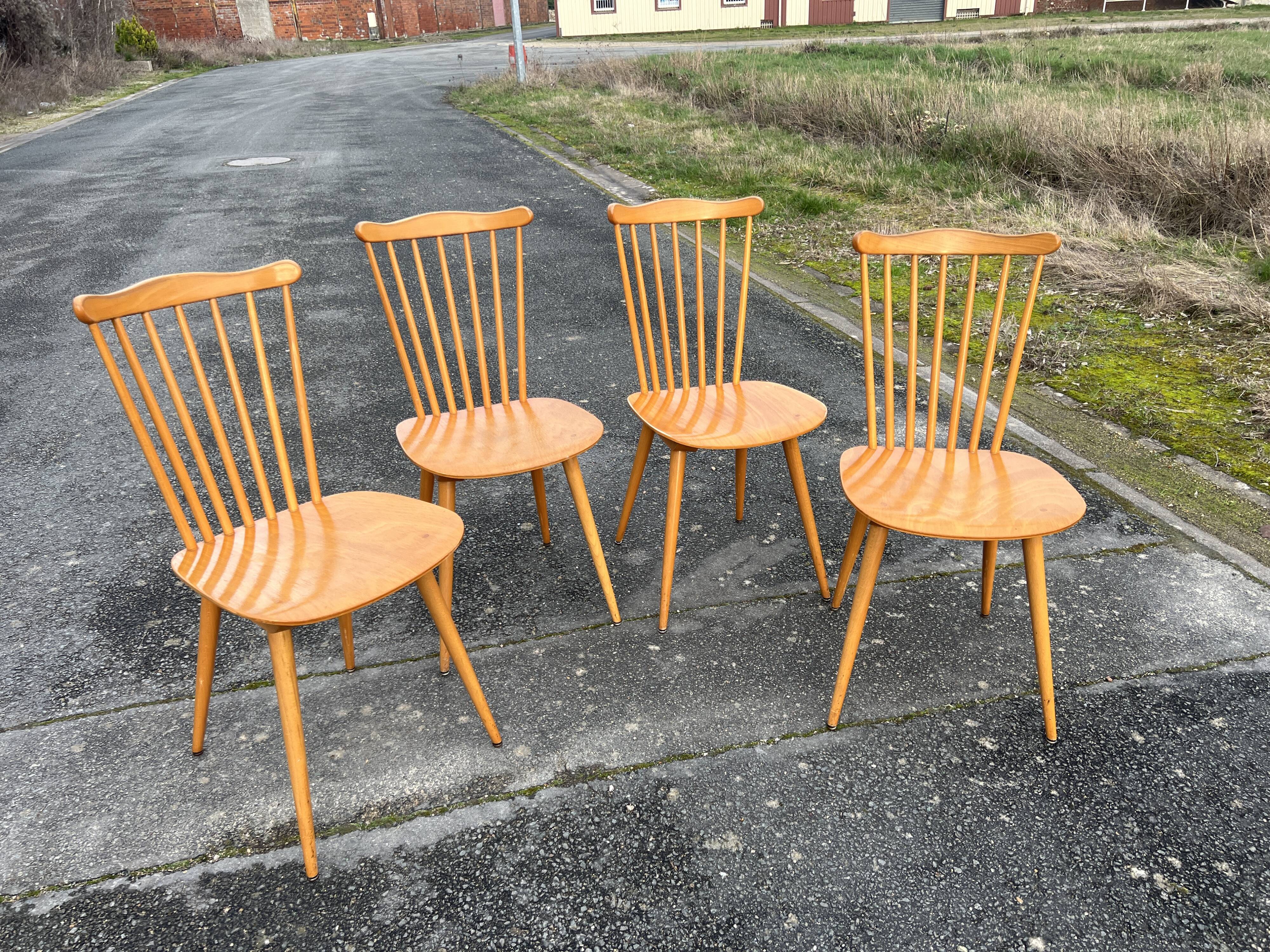 Suite of 4 Baumann chairs, Menuet model.