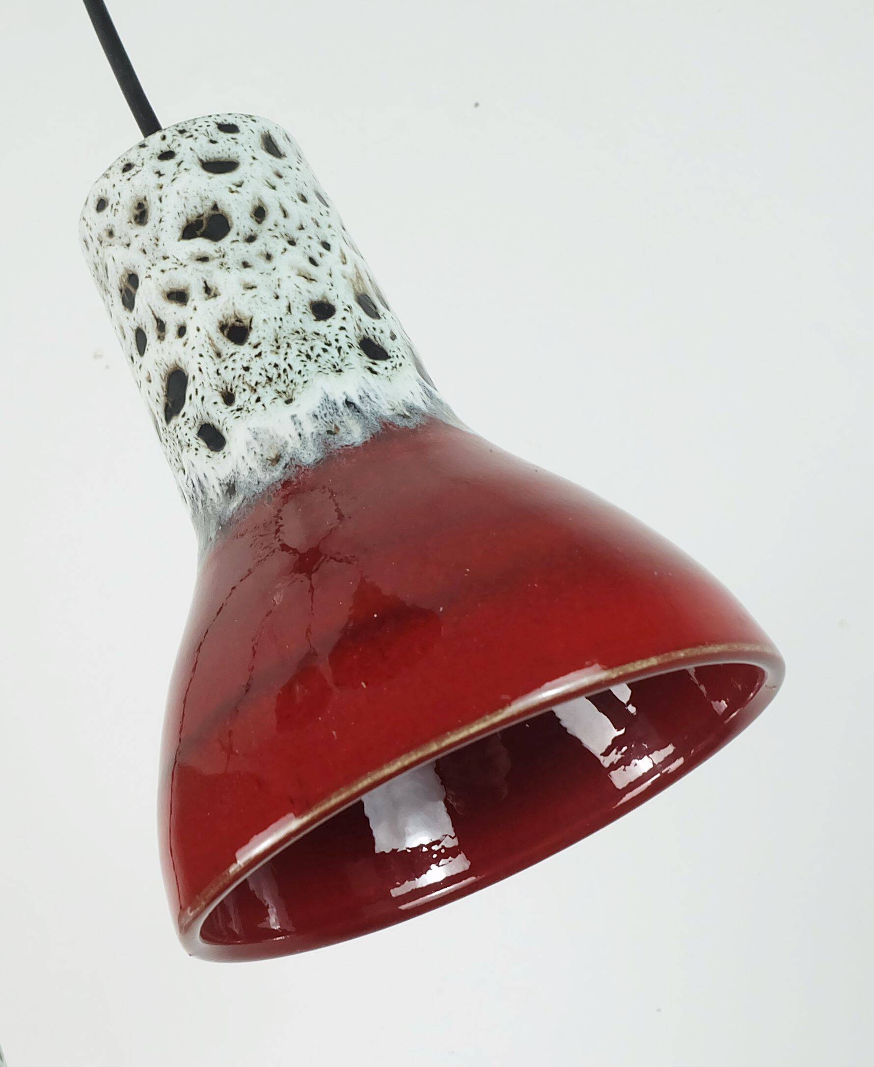 1970s mid century pendant light 5-light cascading lamp with fat lava cerami