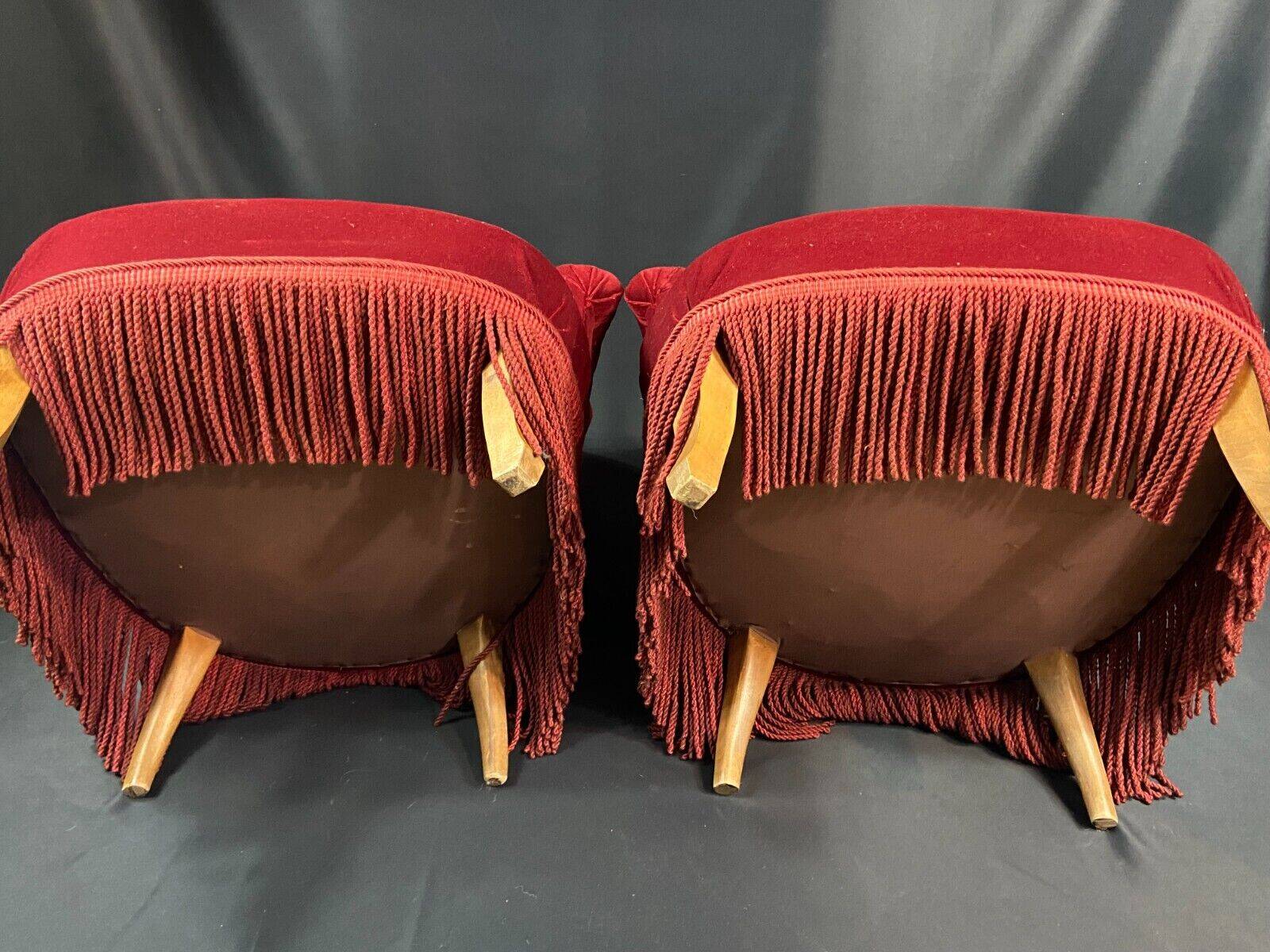 Pair of Napoleon III style toad armchairs