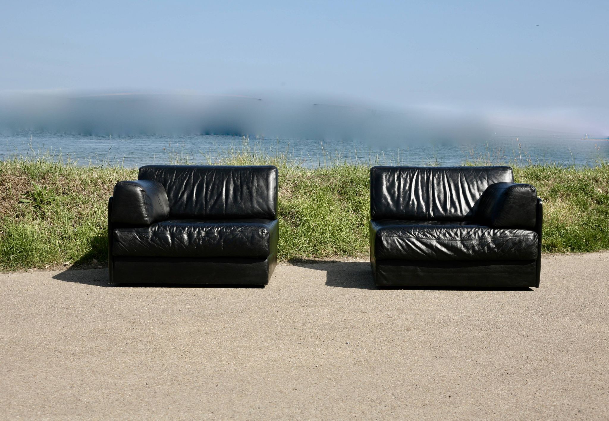 Canapé De Sede DS-76, cuir noir, modulable, Suisse, années 70