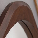 VINTAGE 1970S OVAL WALL MIRROR IN WOOD, ITALIAN DESIGN