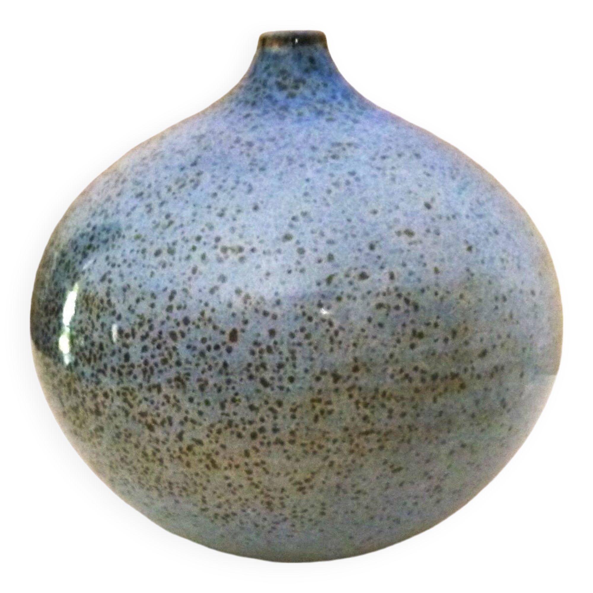 Vase Soliflore Bouteille Terre Cuite émaillée, Signature à Identifier, Excellent état