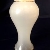 Small soliflore vase in white opaline with floral decor