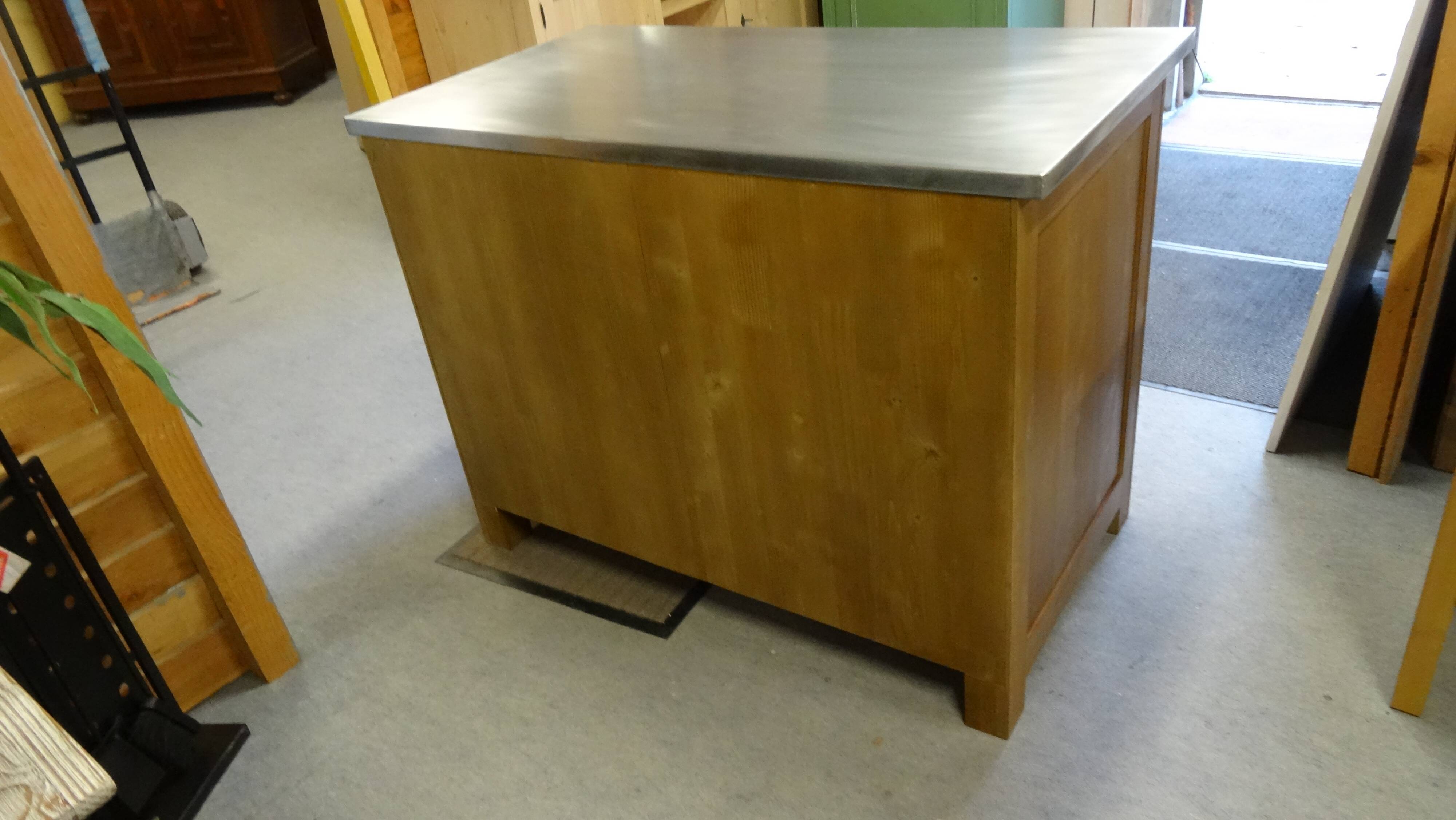 solid wood sideboard, metal top: zinc