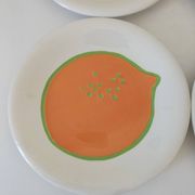 4 vintage Italian lemon and orange pop pattern plates